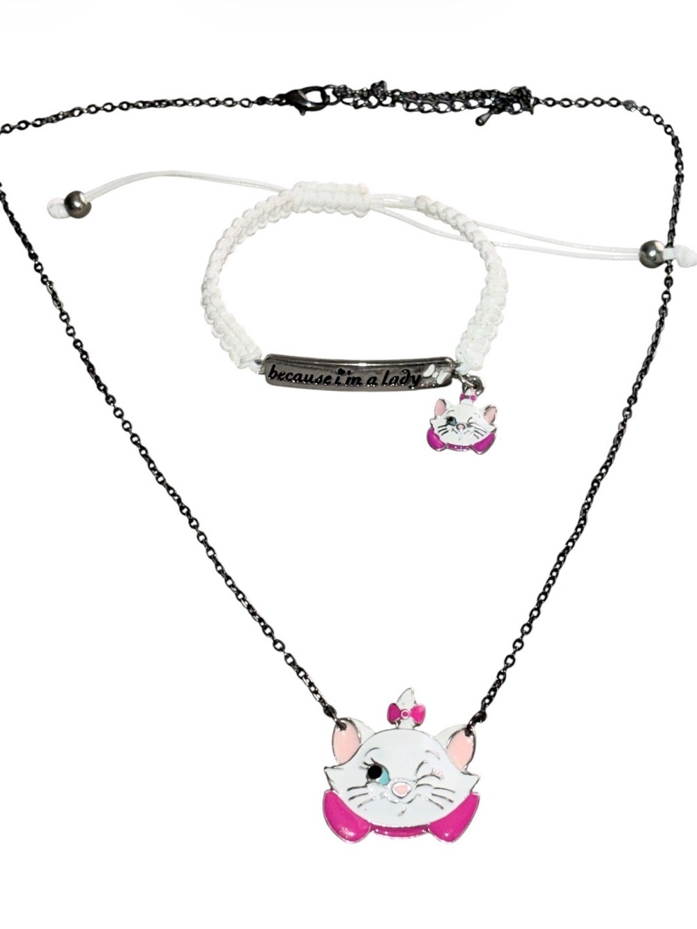 Disney Marie Aristocats Matching Necklace Bracelet Set